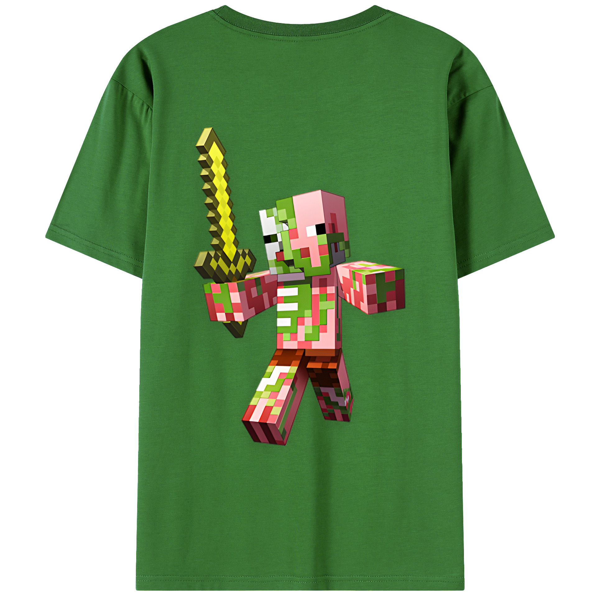 （画像用） マインクラフト ブロックの世界 Minecraft MC Block world レディース半袖Tシャツ(バックプリント)